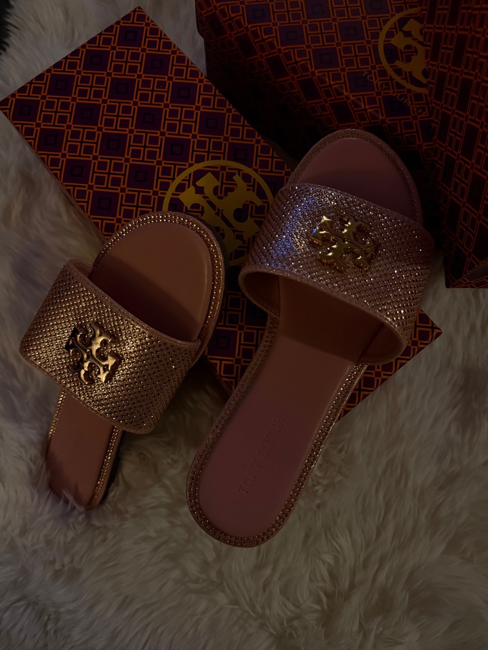 Tory Burch Rose Gold Metallic Slide Mules - Picture 3 of 3